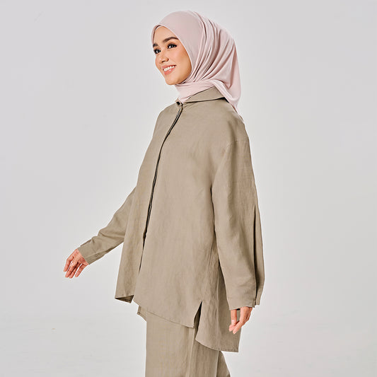 Linen back pleat shirt