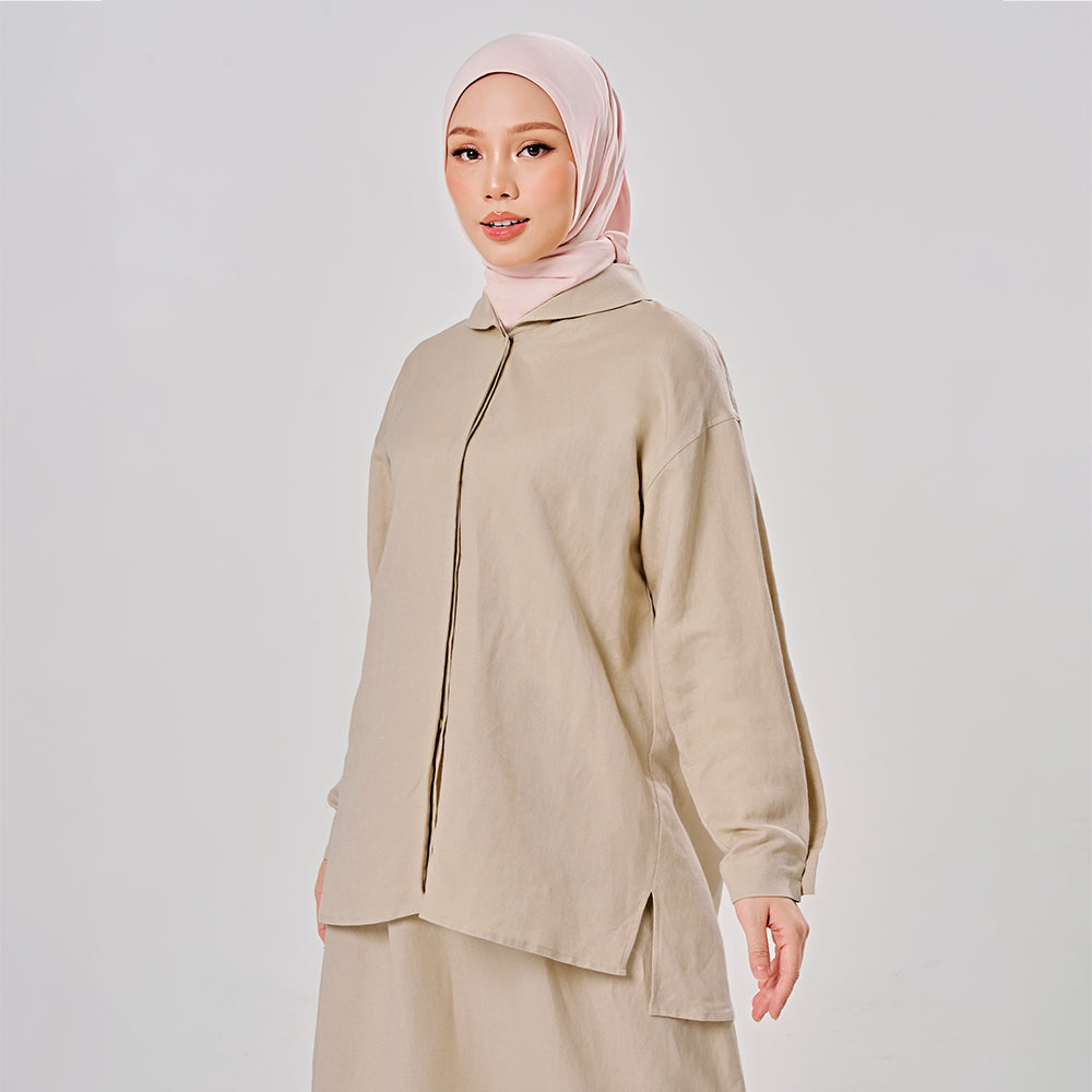 Linen back pleat shirt