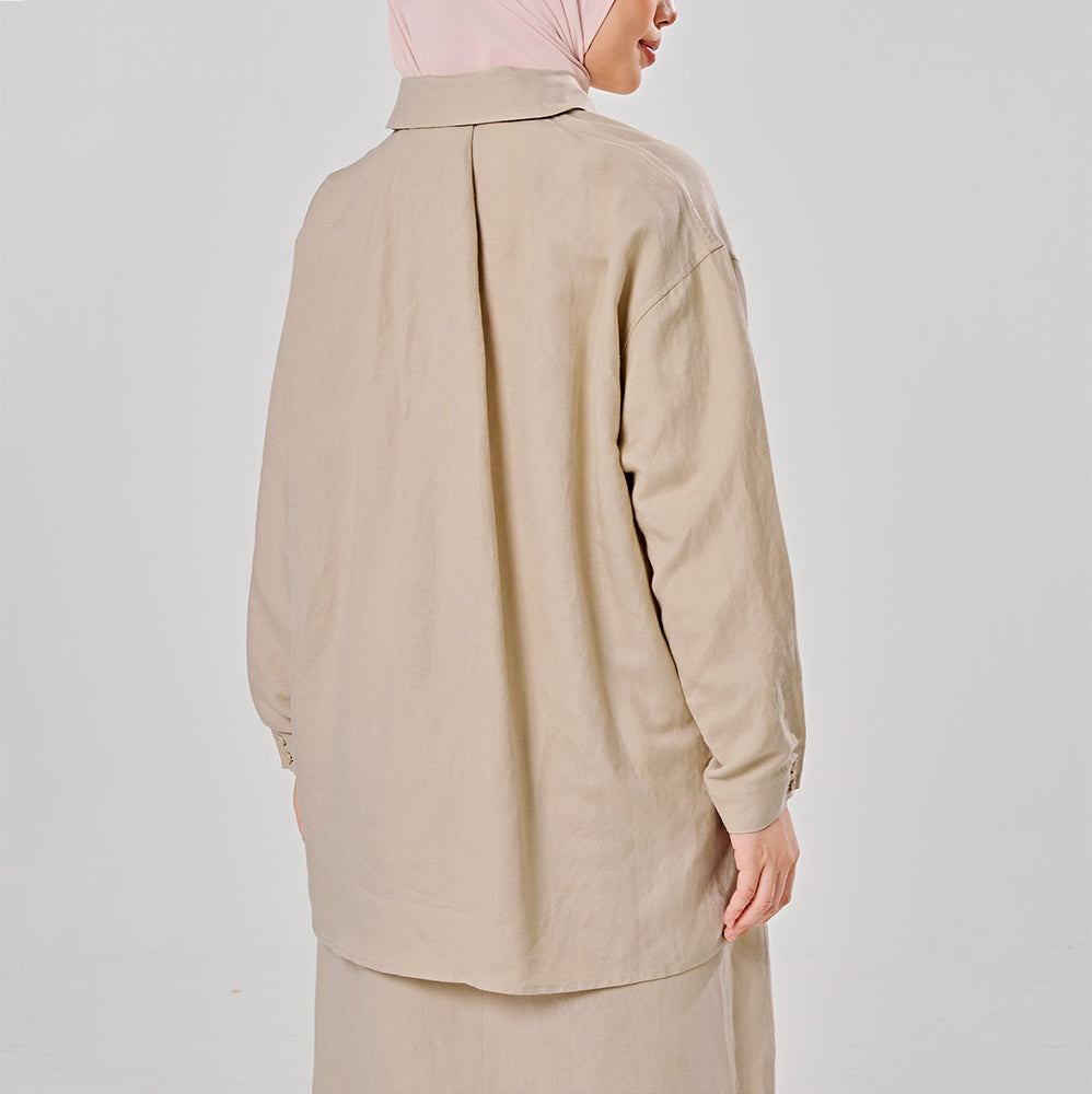 Linen back pleat shirt