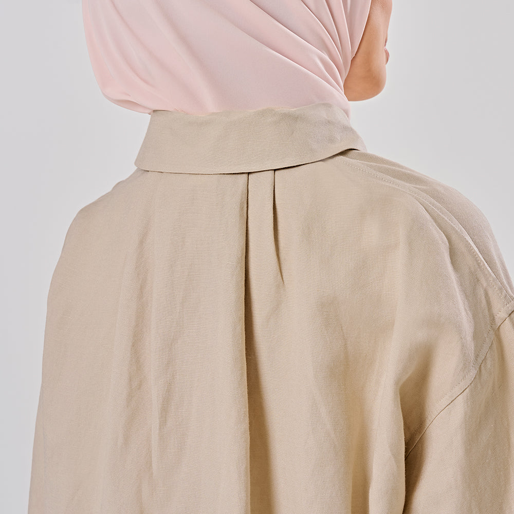 Linen back pleat shirt