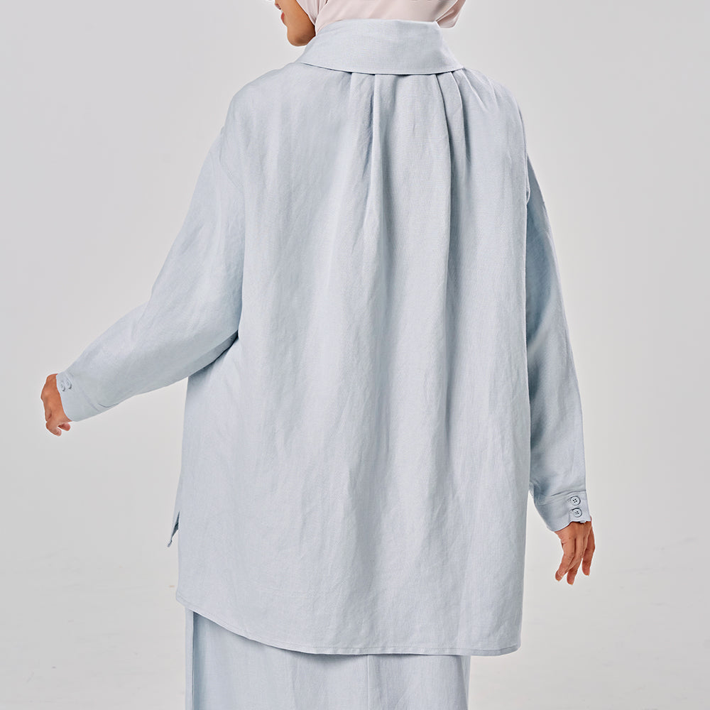 Linen back pleat shirt