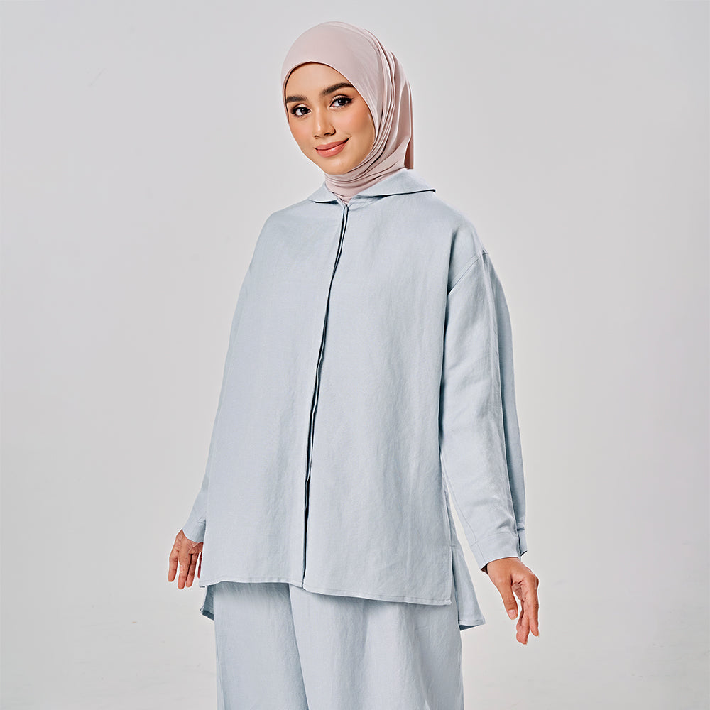 Linen back pleat shirt
