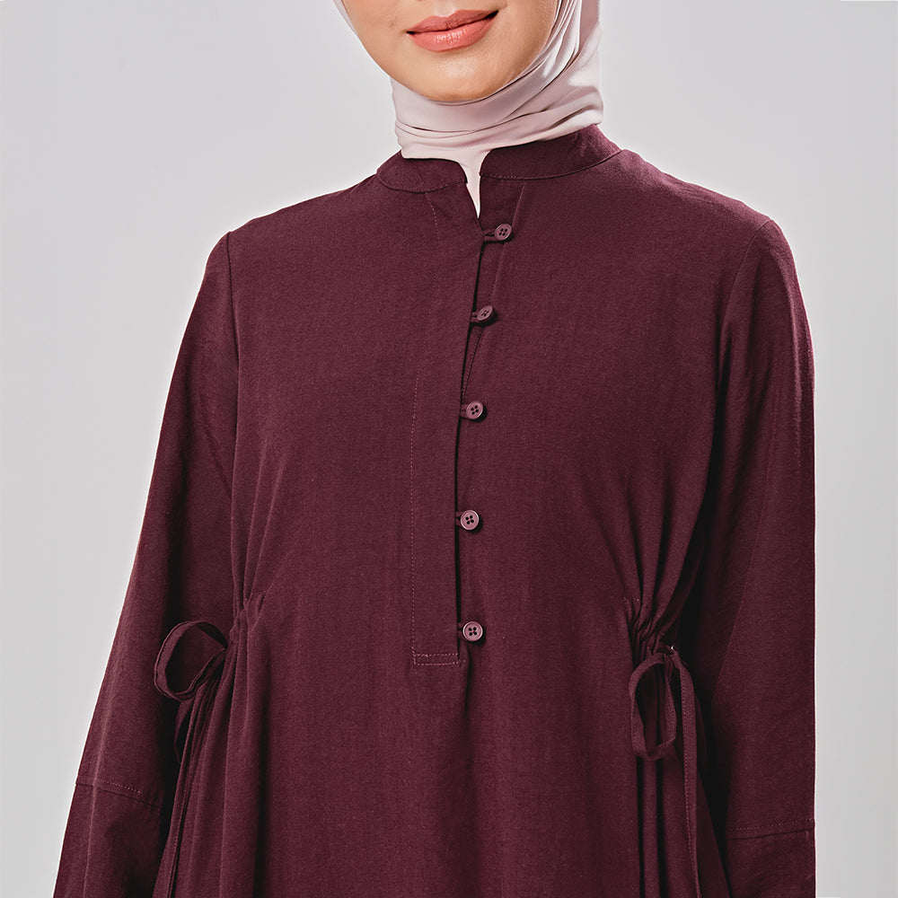 Linen gathered dress