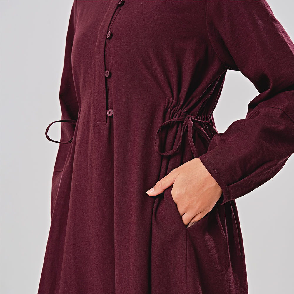 Linen gathered dress