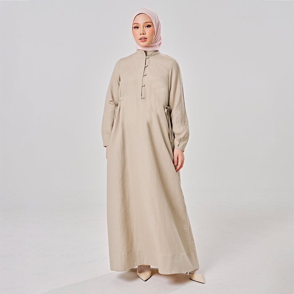 Linen gathered dress