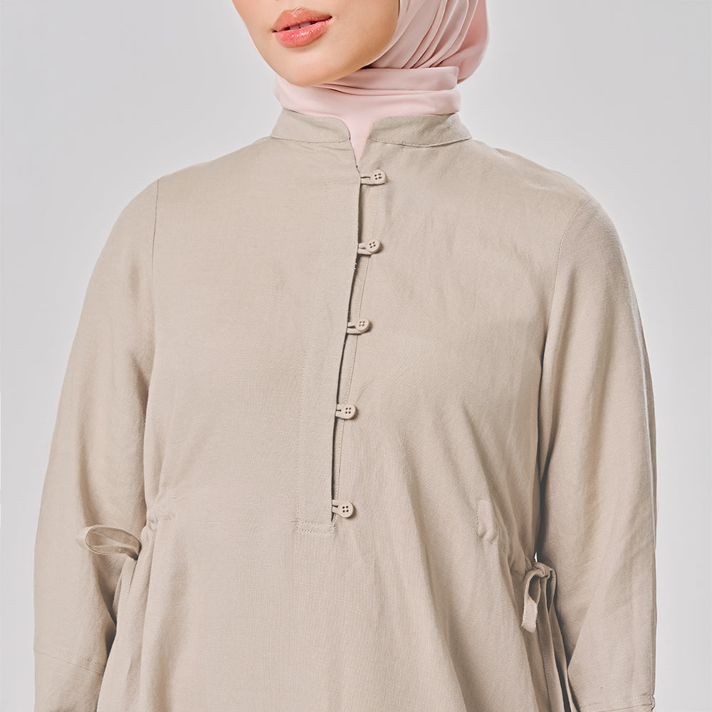 Linen gathered dress
