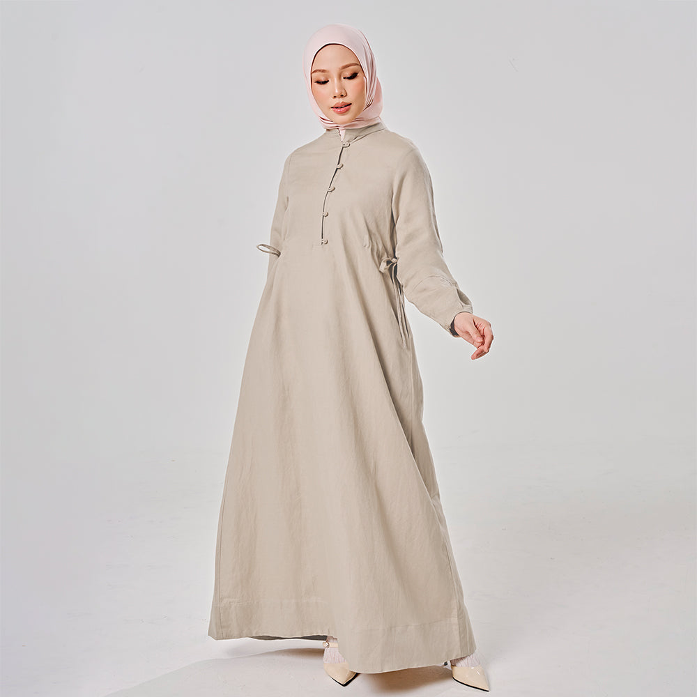 Linen gathered dress