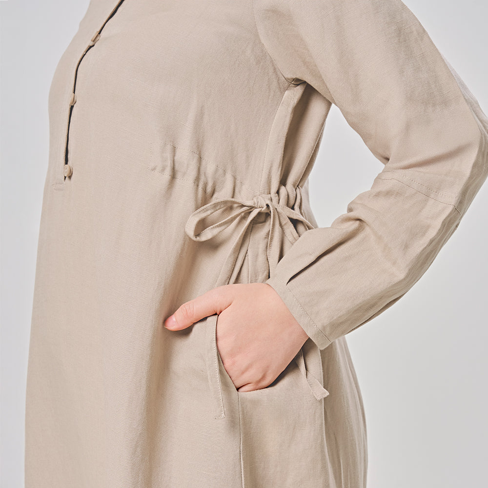 Linen gathered dress