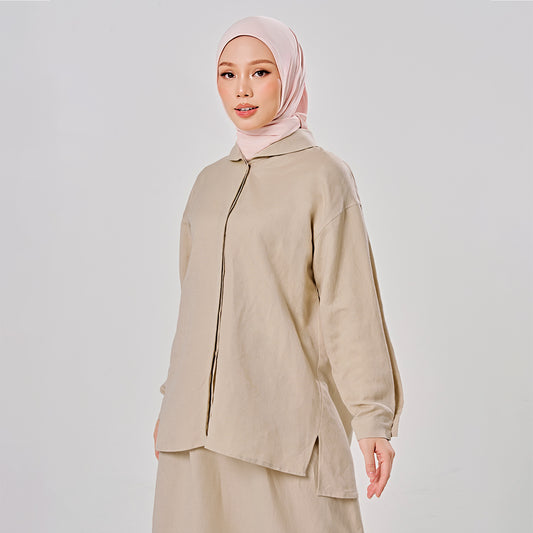 Linen back pleat shirt