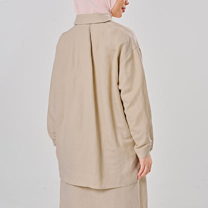 Linen back pleat shirt