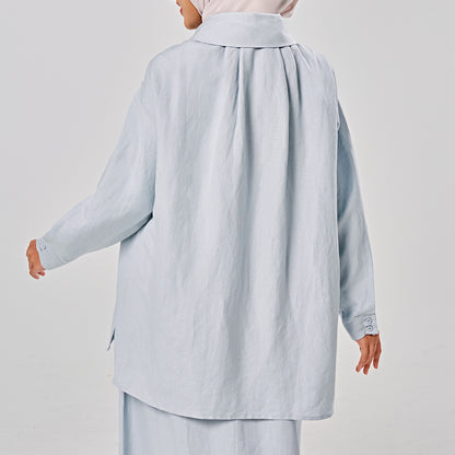 Linen back pleat shirt