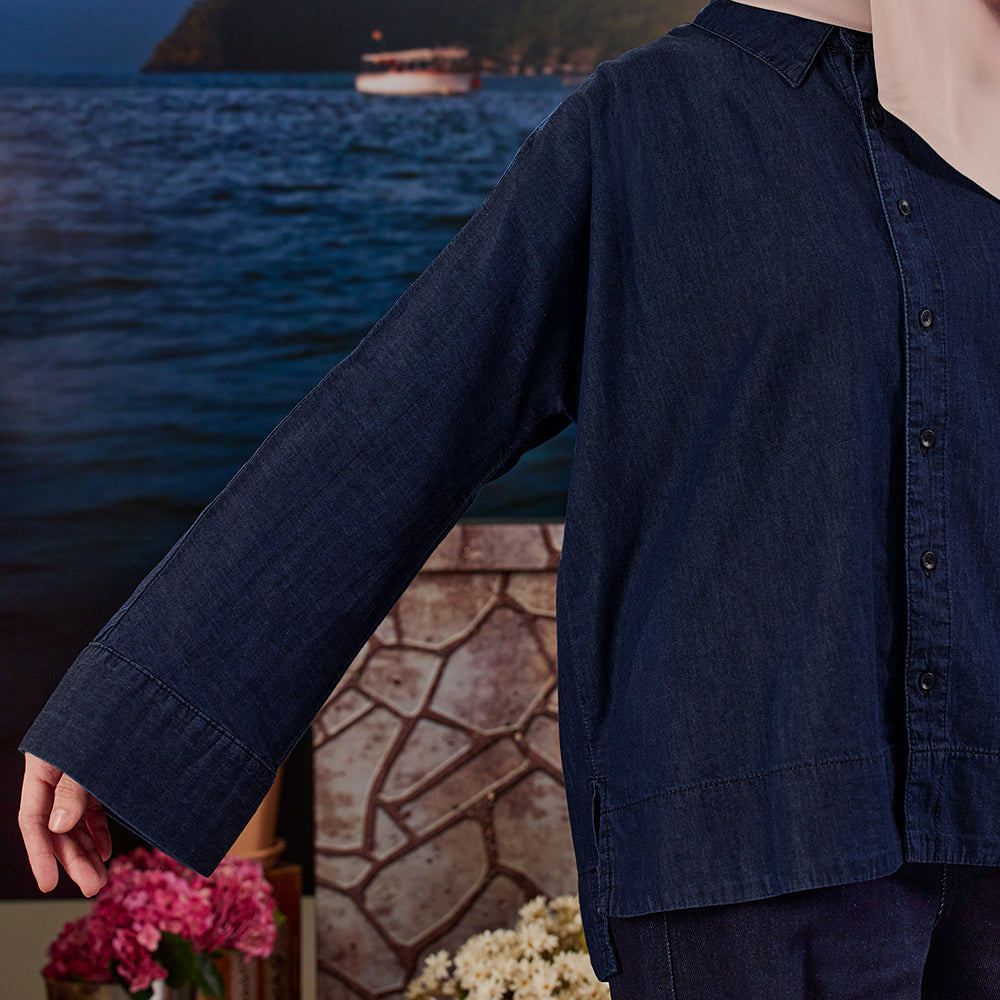 Denim Loose Top - Dark Blue