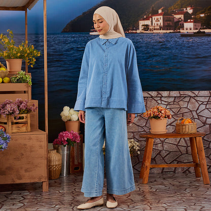 Denim Loose Top - Medium Blue
