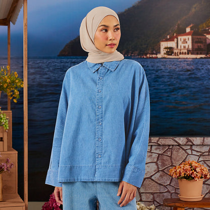 Denim Loose Top - Medium Blue