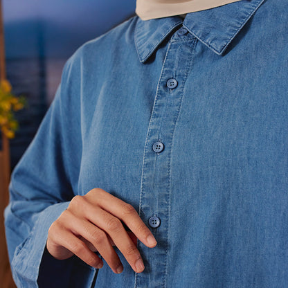 Denim Loose Top - Medium Blue