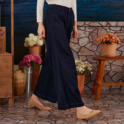 Denim Wide Pants - Dark Blue
