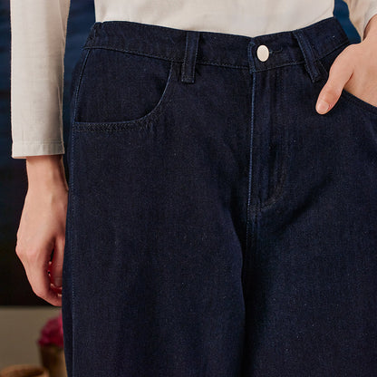 Denim Wide Pants - Dark Blue