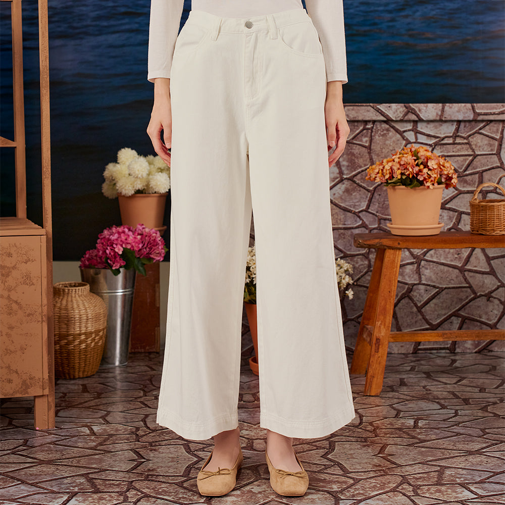 Denim Wide Pants - White