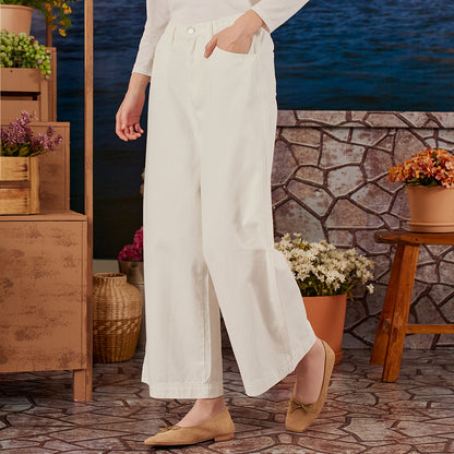Denim Wide Pants - White