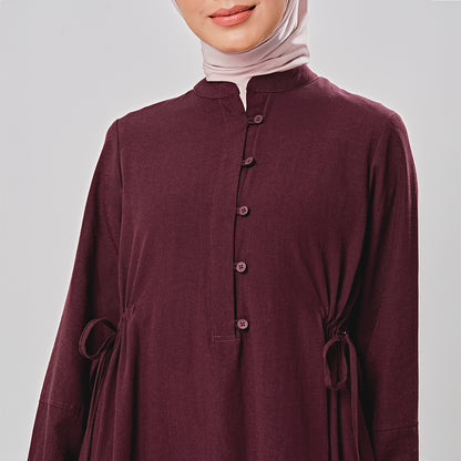 Linen gathered dress