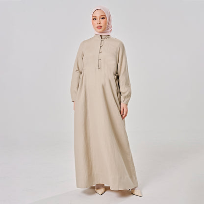 Linen gathered dress