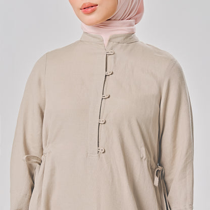 Linen gathered dress
