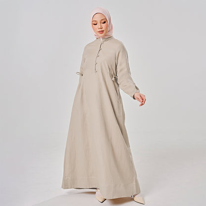 Linen gathered dress