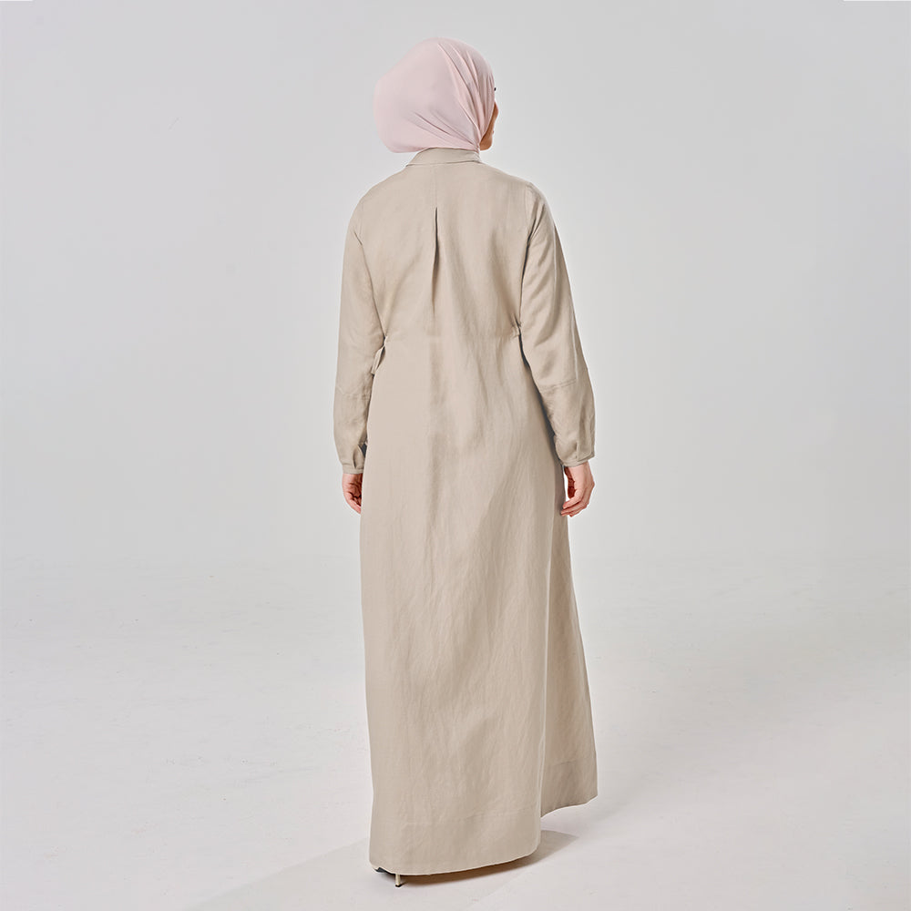 Linen gathered dress