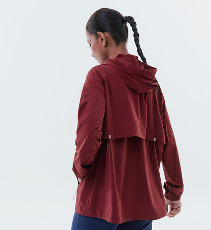 Lightweight Half Zip Parka - Burgundy