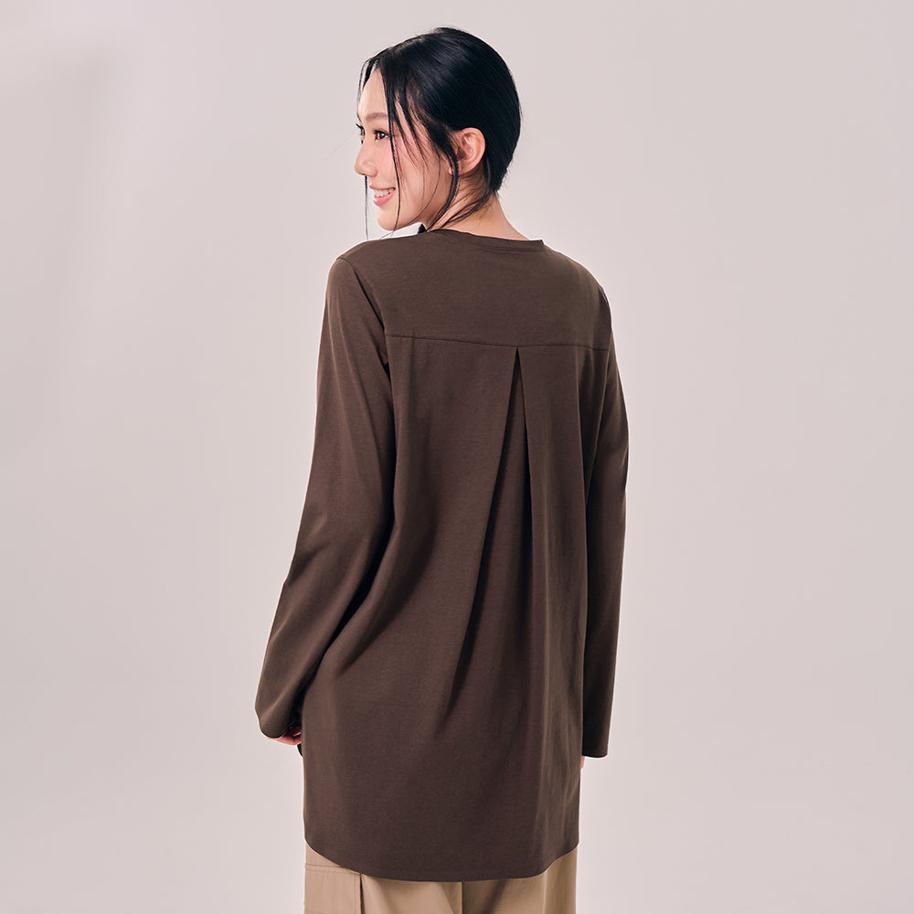 Back Pleated Top - Dark Brown
