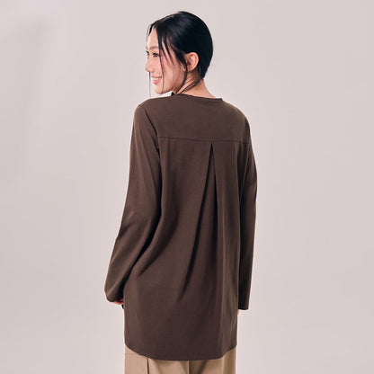 Back Pleated Top - Dark Brown