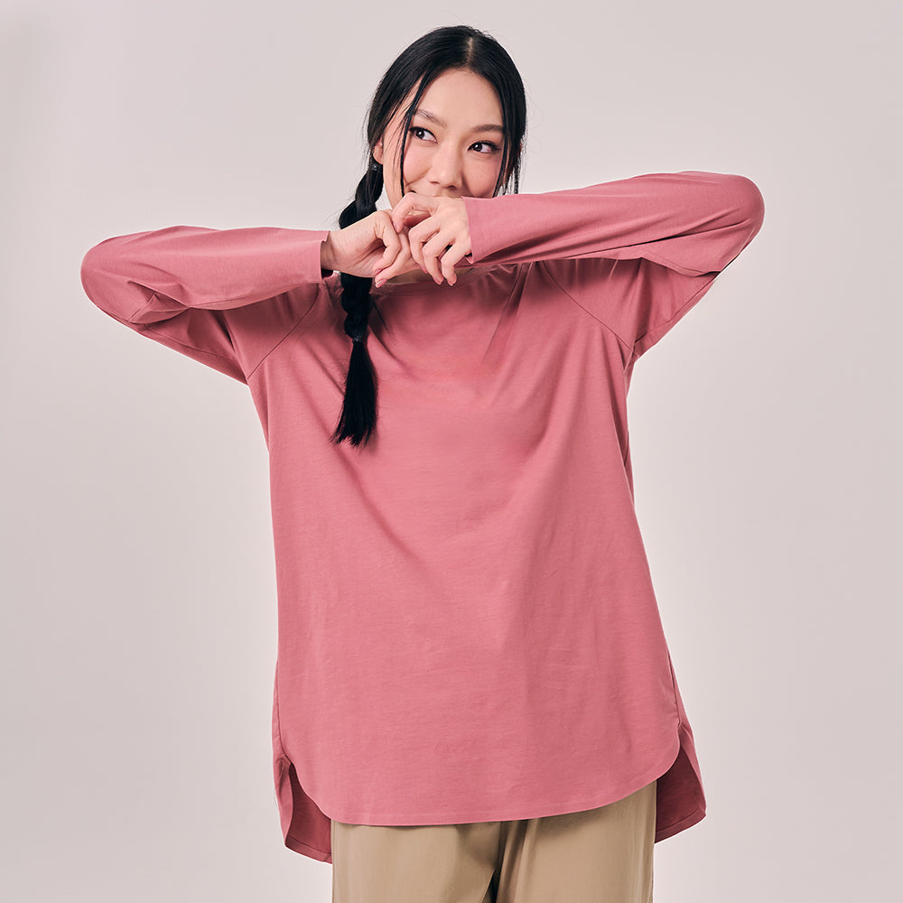 Back Pleated Top - Dark Pink