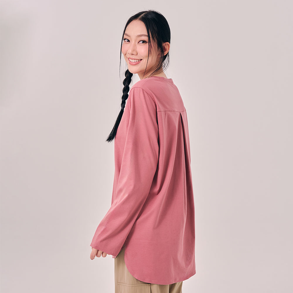 Back Pleated Top - Dark Pink