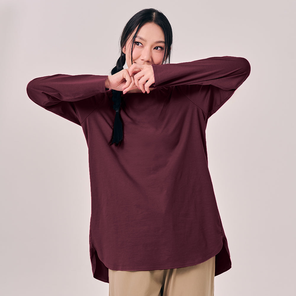 Back Pleated Top - Mahogany