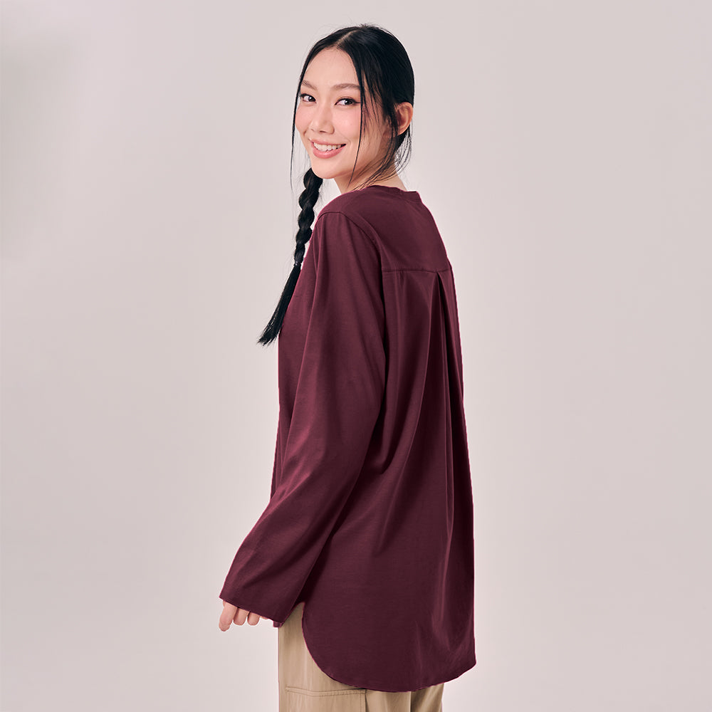 Back Pleated Top - Mahogany