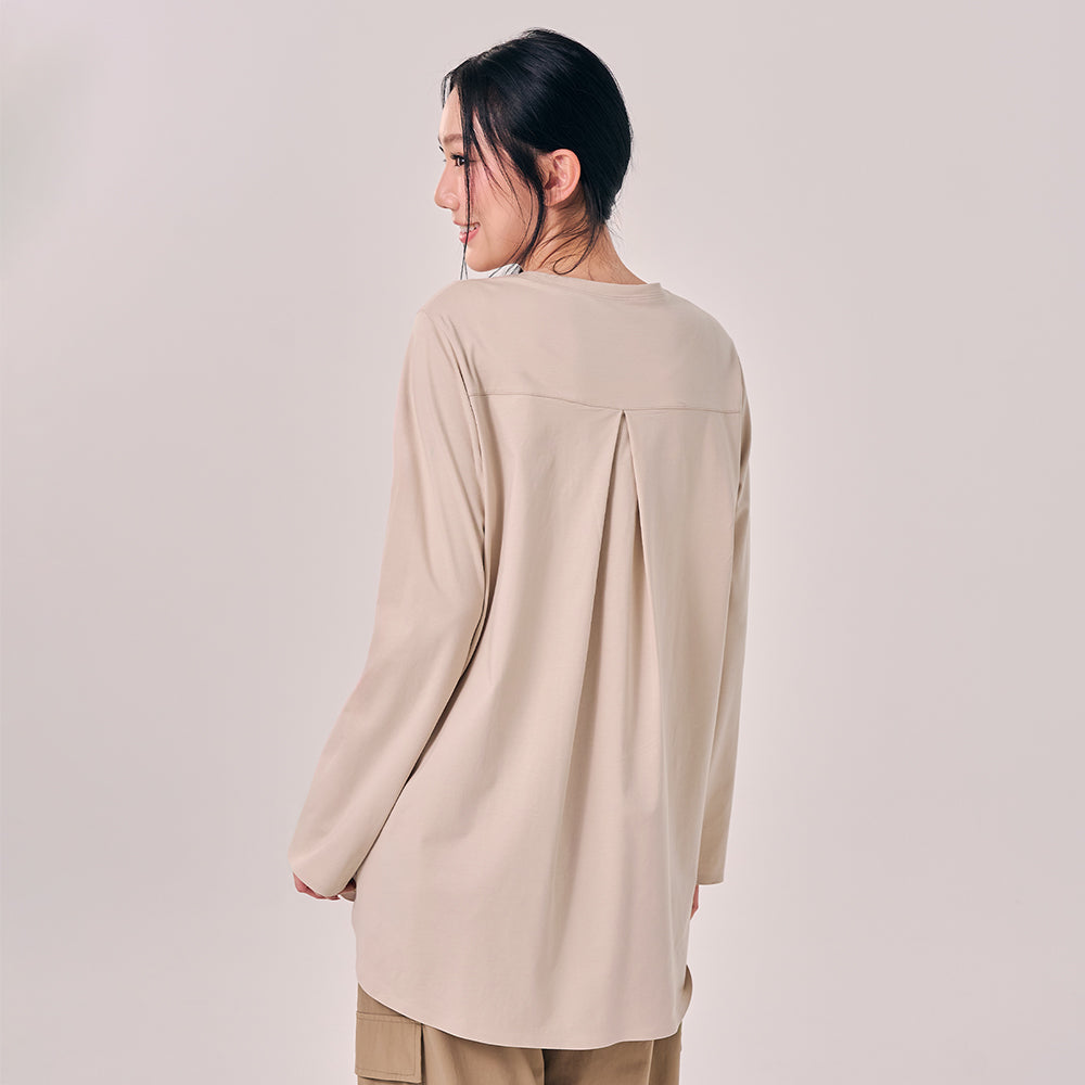 Back Pleated Top - Oatmeal