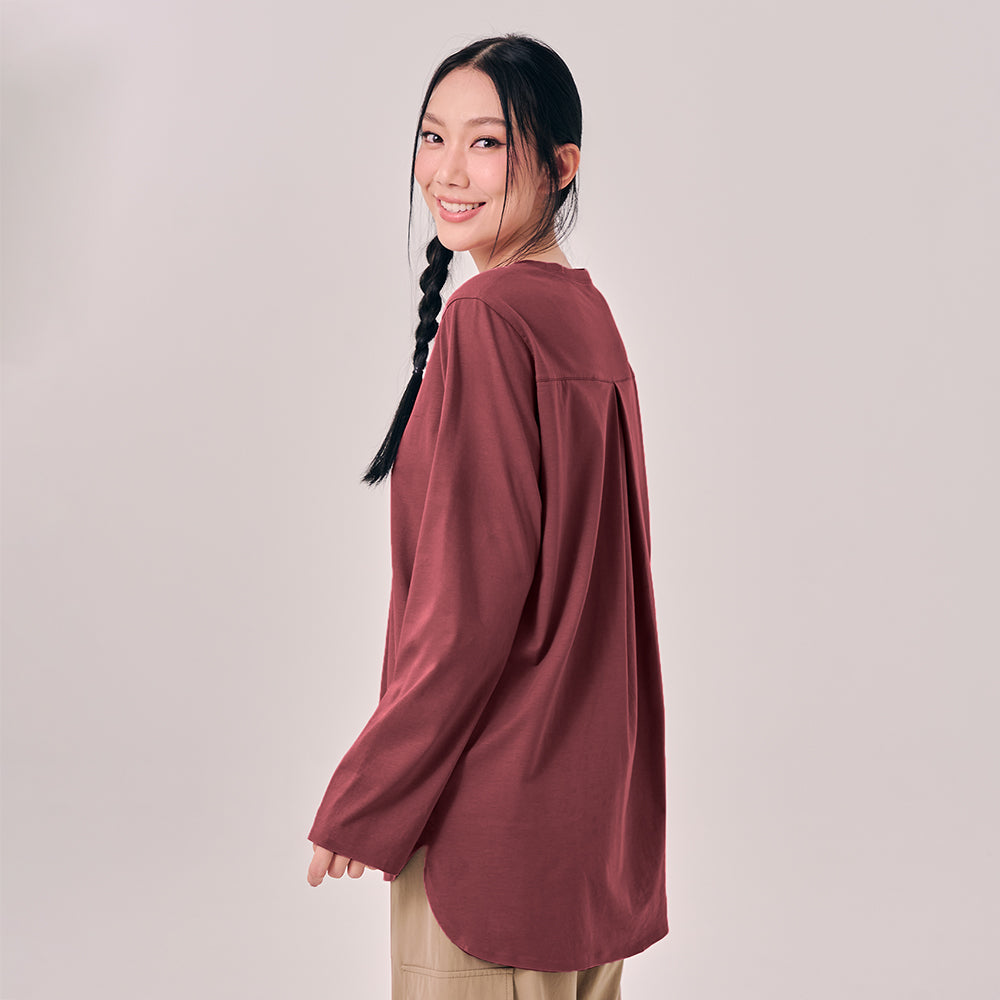 Back Pleated Top - Rouge