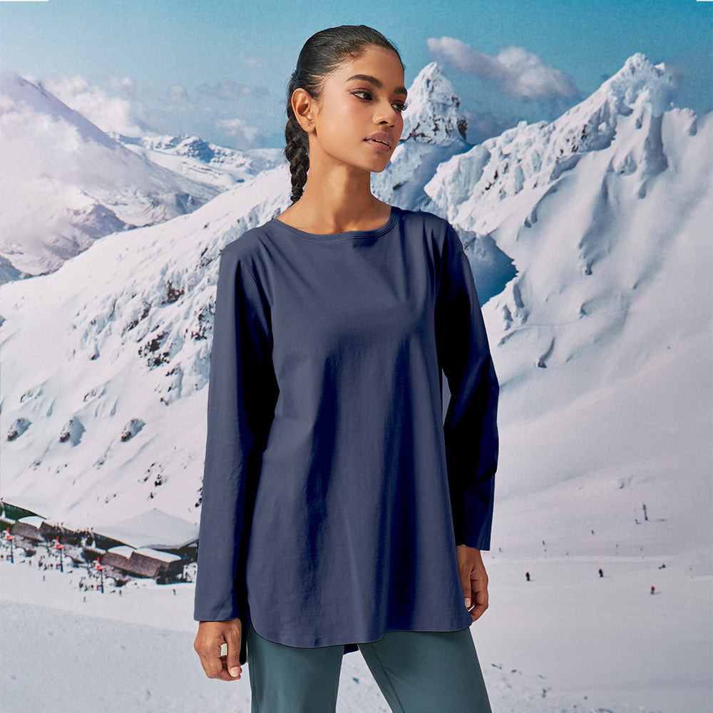 Back Pleated Top - Blue Black