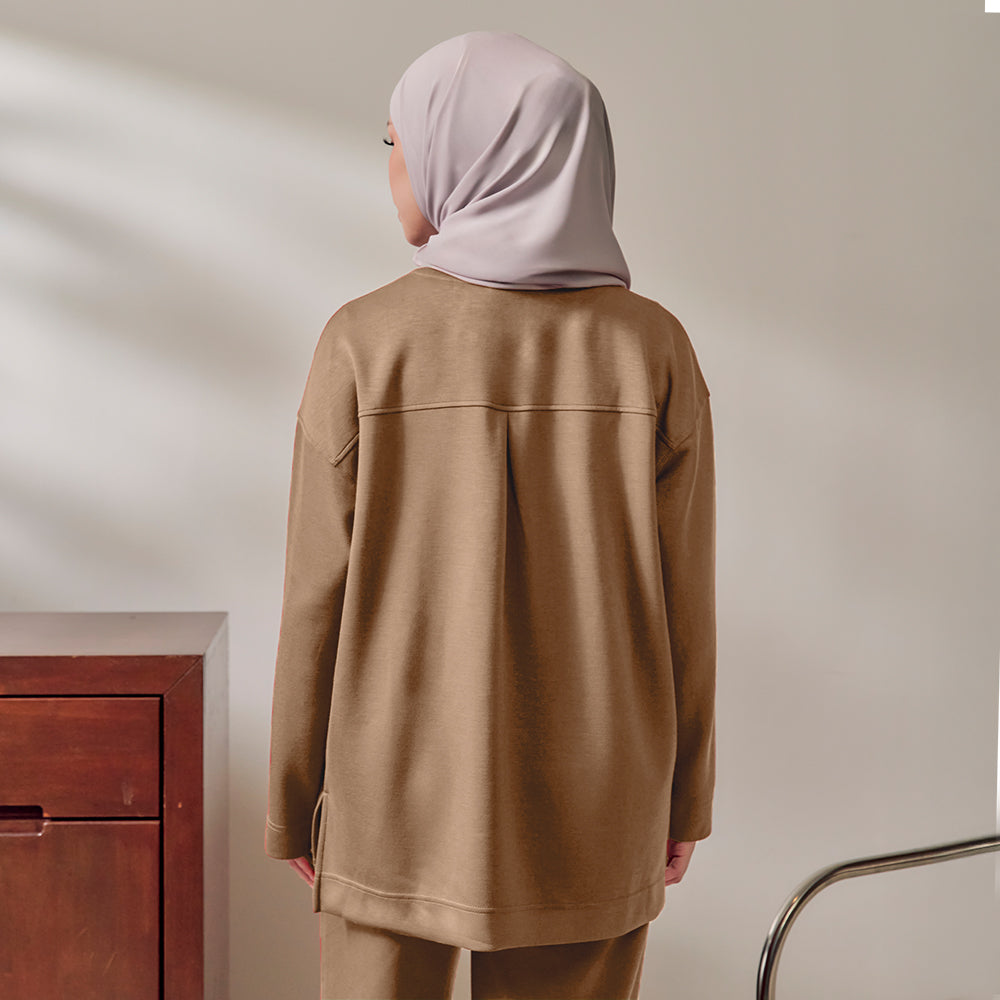 Back Pleated Sweatshirt - Peanut