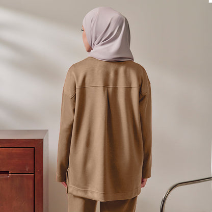 Back Pleated Sweatshirt - Peanut