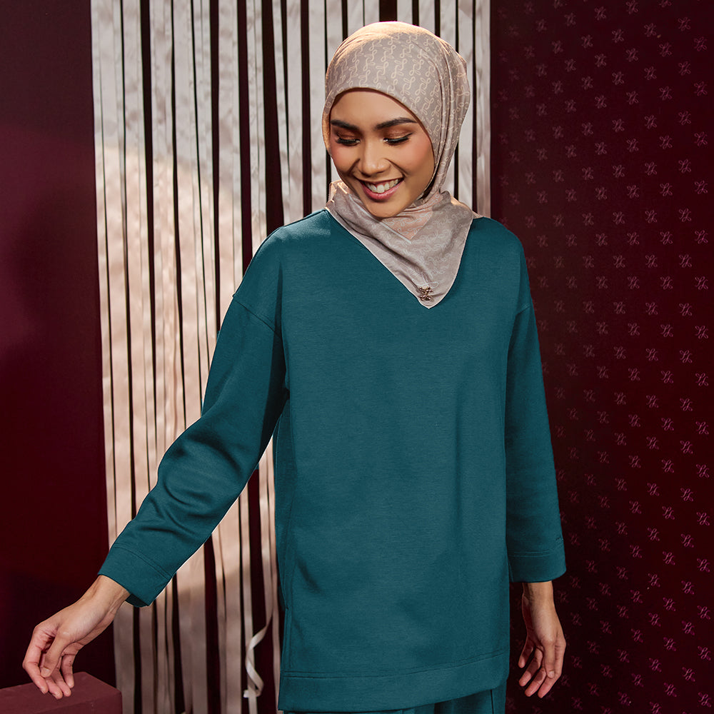 Back Pleated Sweatshirt - Emerald