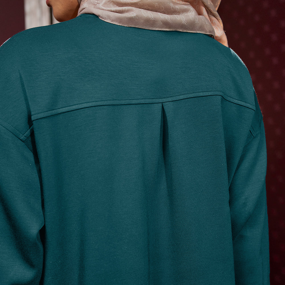 Back Pleated Sweatshirt - Emerald