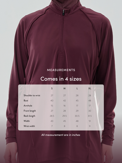 Adjustable Swimwear Top - Size chart