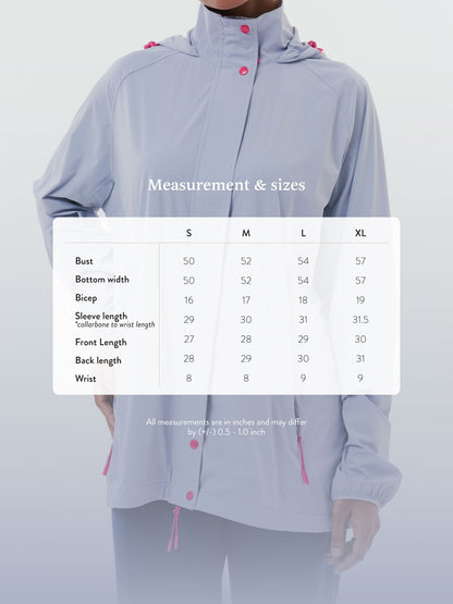 Lightweight Packable Parka - Size chart