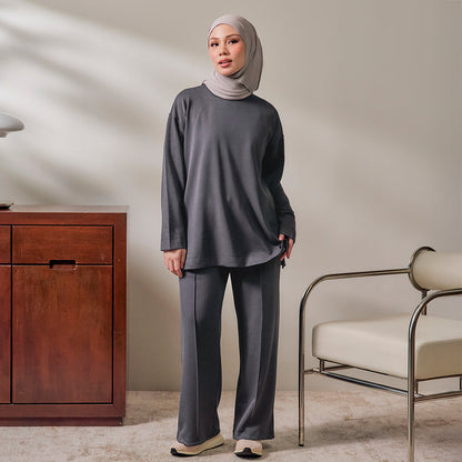 Back Pleated Sweatshirt - Dark Grey