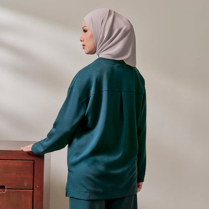 Back Pleated Sweatshirt - Emerald