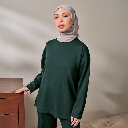 Back Pleated Sweatshirt - Forest