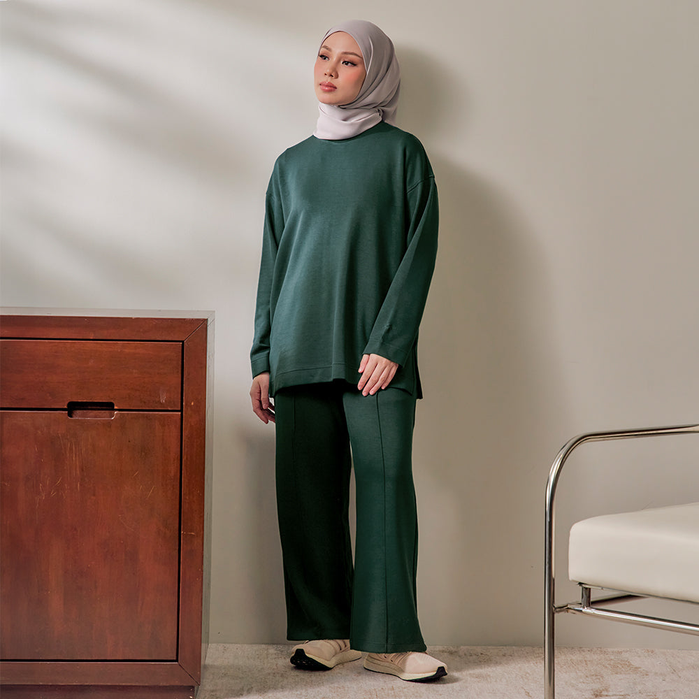 Back Pleated Sweatshirt - Forest