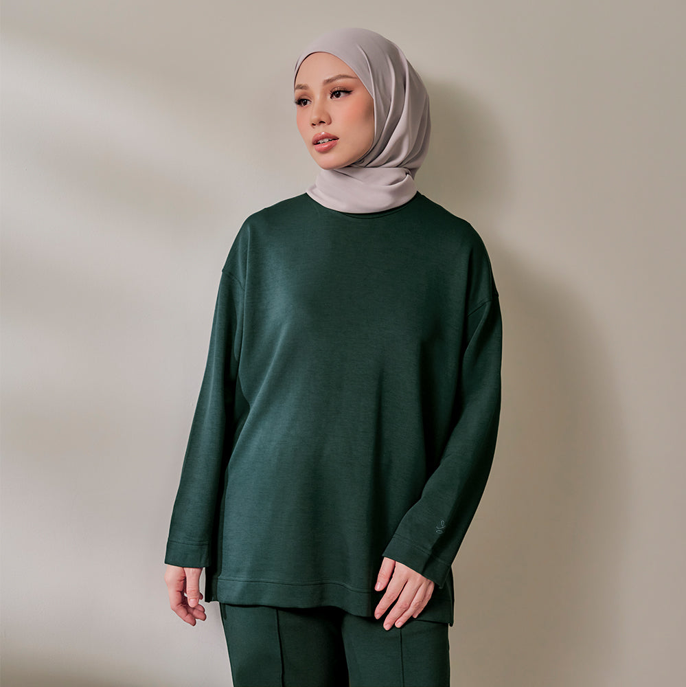 Back Pleated Sweatshirt - Forest