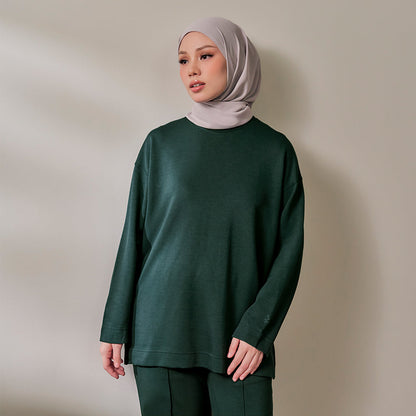 Back Pleated Sweatshirt - Forest